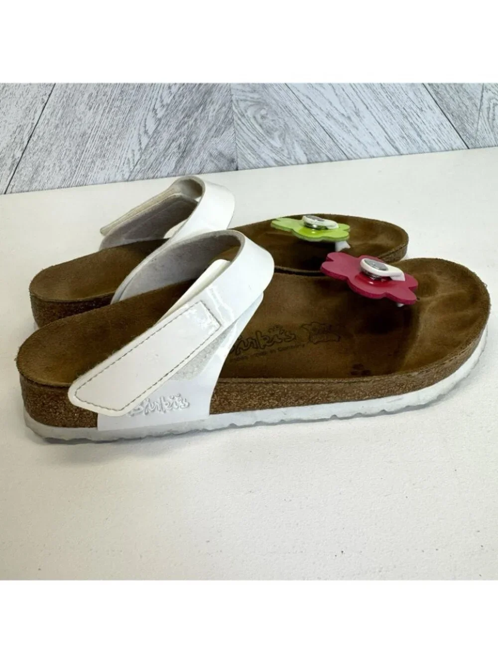 Birkenstock Birki's Tofino Sandals White Interchangeable Flower Size 38 US 7